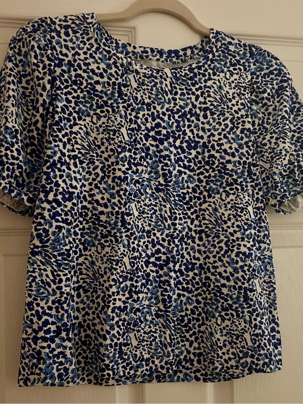 Lily Pulitzer Blue Floral Leopard Print Short Sleeve Tee